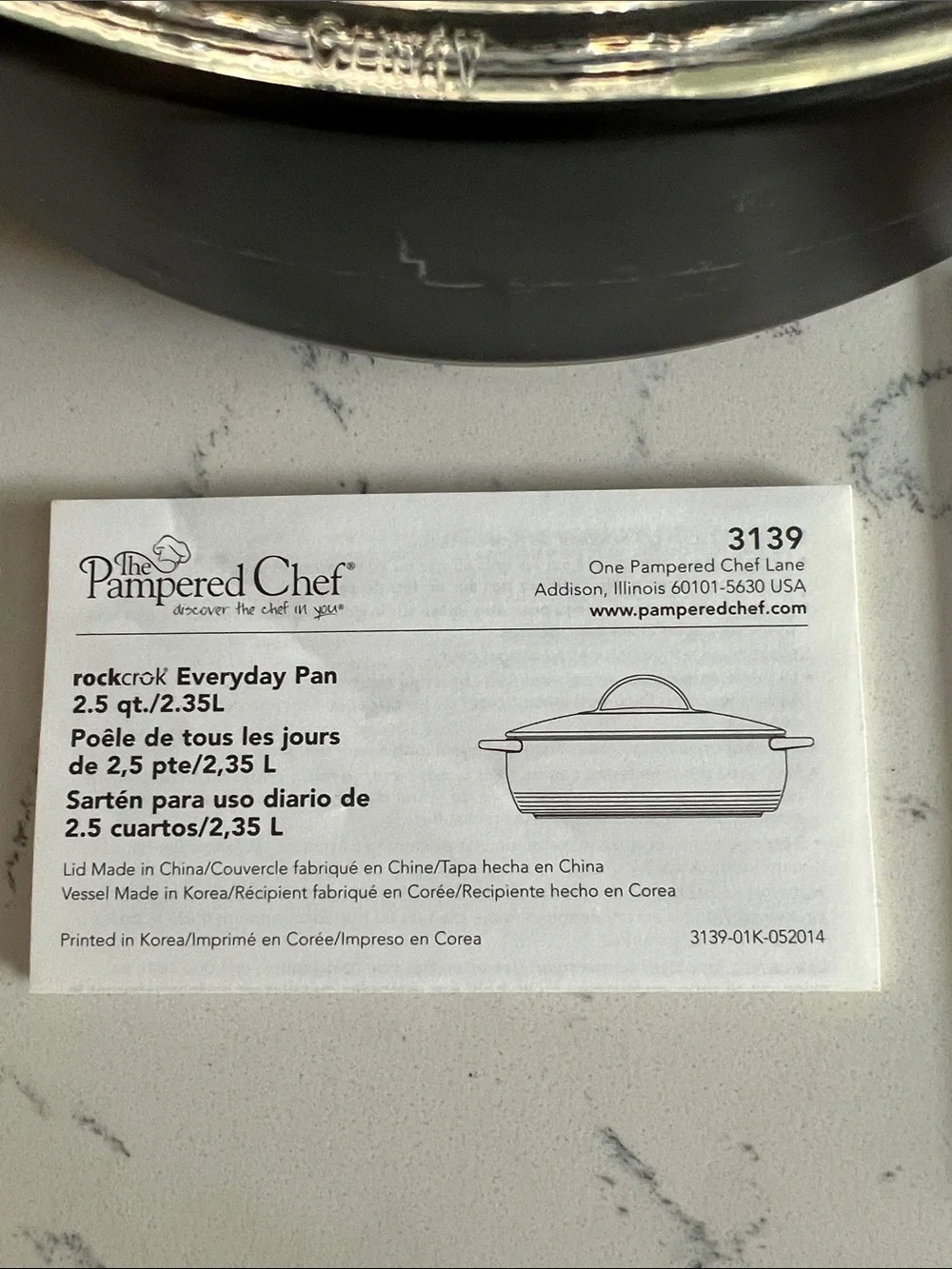 Pampered Chef Rockcrok Everyday Pan with Glass Lid - Black